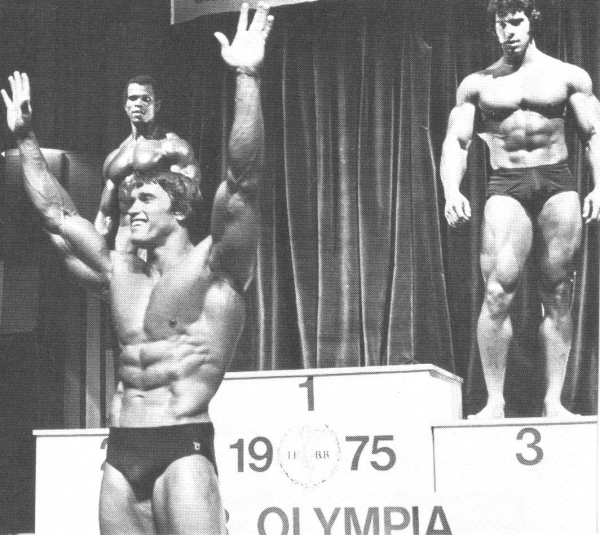 Arnold Schwarzenegger winning the 1975 Mr-Olympia competition
