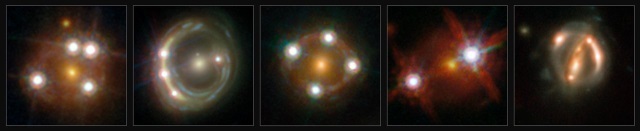 重力レンズ効果を受けたクエーサー像と前景の銀河