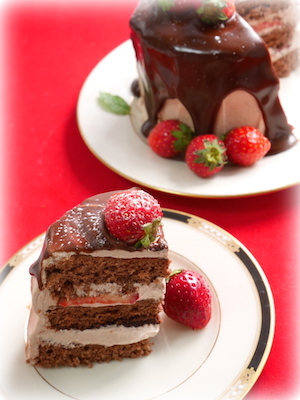 バレンタイン いちごチョコレートケーキ おうちカフェ